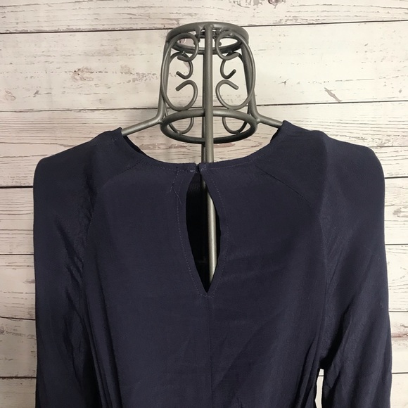 CODE X MODE Tie Back Navy Blue Crewneck Blouse Sizes Small & Medium - Picture 6 of 10